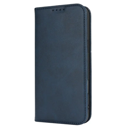 For iPhone 16 Pro Max Case PU Leather Calf Textured Magnetic Closing Smart Phone Cover