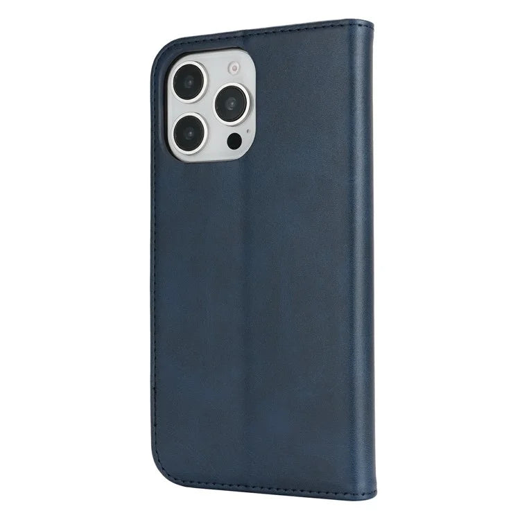 For iPhone 16 Pro Max Case PU Leather Calf Textured Magnetic Closing Smart Phone Cover