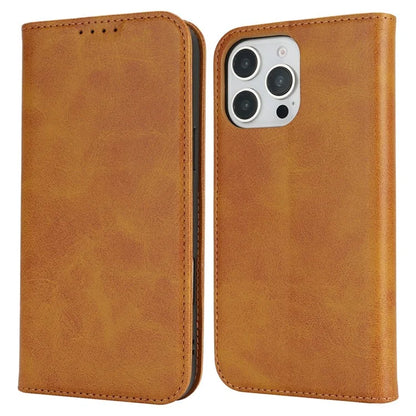 For iPhone 16 Pro Max Case PU Leather Calf Textured Magnetic Closing Smart Phone Cover