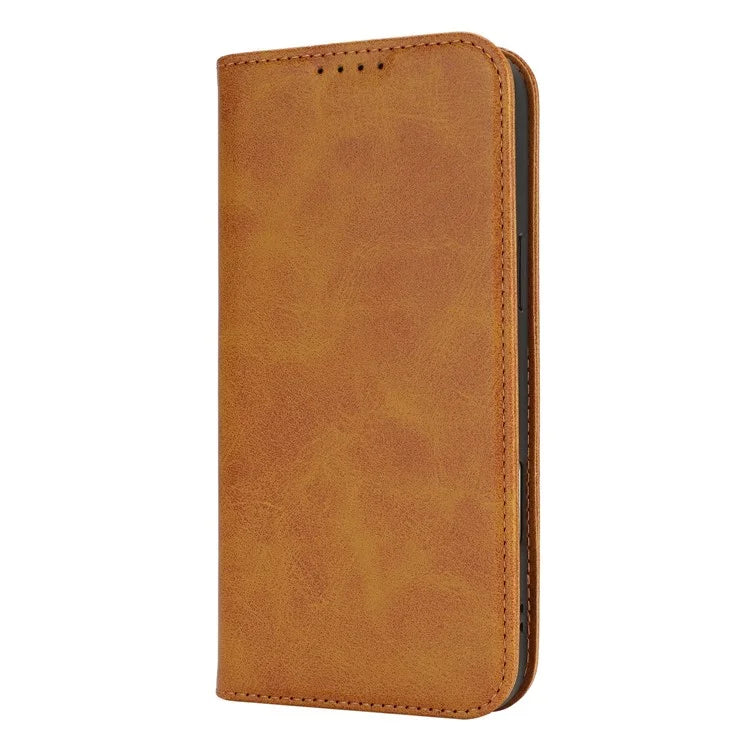 For iPhone 16 Pro Max Case PU Leather Calf Textured Magnetic Closing Smart Phone Cover