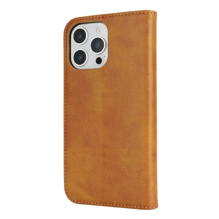 For iPhone 16 Pro Max Case PU Leather Calf Textured Magnetic Closing Smart Phone Cover