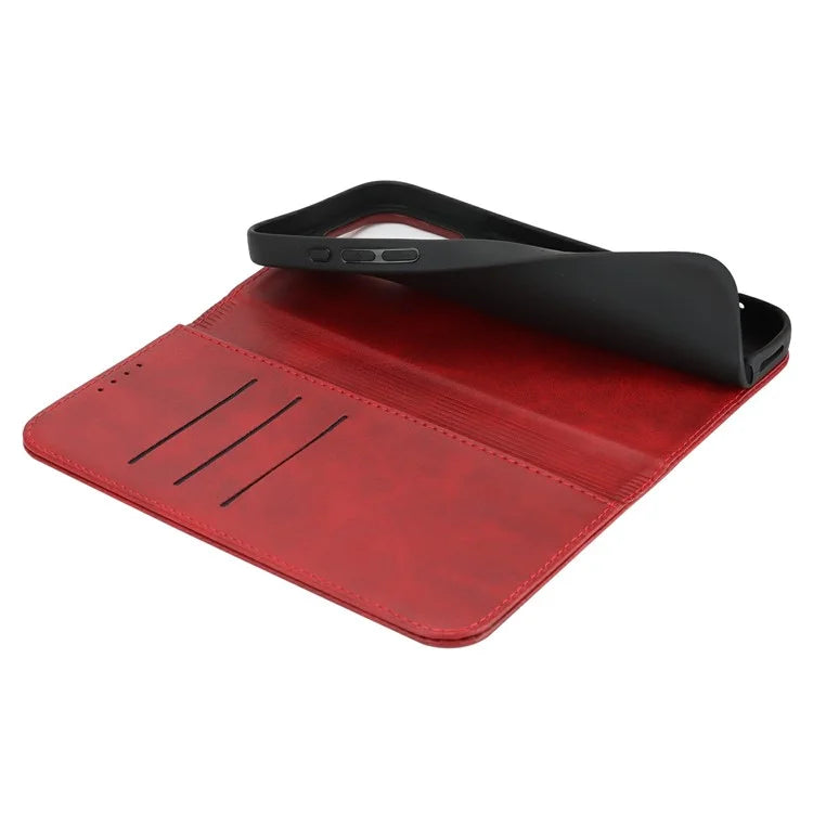 For iPhone 16 Pro Max Case PU Leather Calf Textured Magnetic Closing Smart Phone Cover