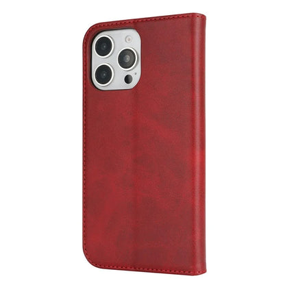 For iPhone 16 Pro Max Case PU Leather Calf Textured Magnetic Closing Smart Phone Cover