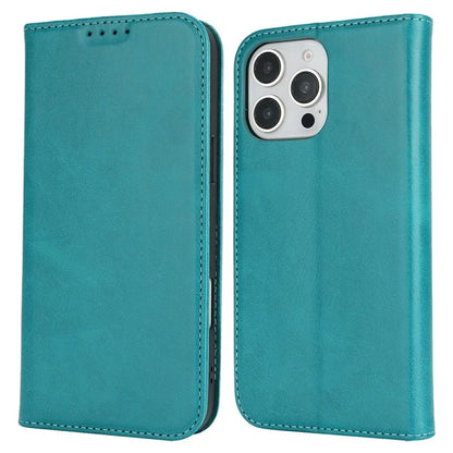 For iPhone 16 Pro Max Case PU Leather Calf Textured Magnetic Closing Smart Phone Cover