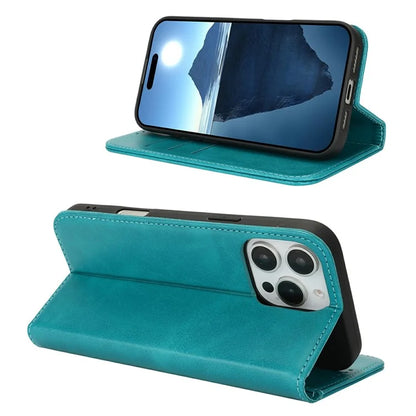 For iPhone 16 Pro Max Case PU Leather Calf Textured Magnetic Closing Smart Phone Cover