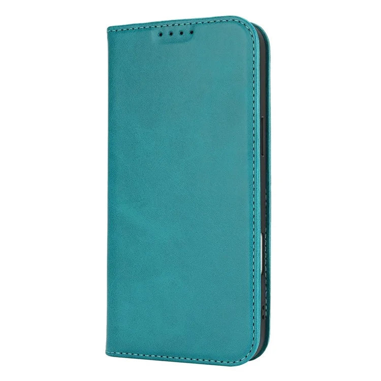 For iPhone 16 Pro Max Case PU Leather Calf Textured Magnetic Closing Smart Phone Cover