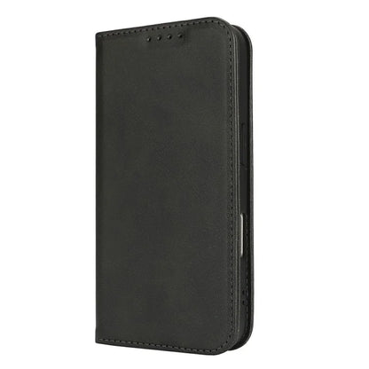 For iPhone 16 Plus Case PU Leather Calf Textured Magnetic Closing Smart Phone Cover