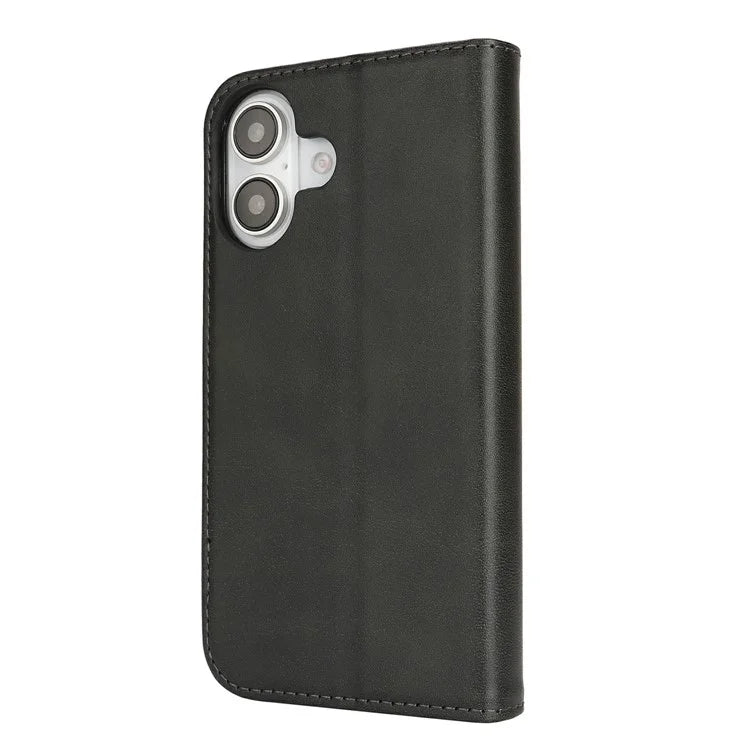 For iPhone 16 Plus Case PU Leather Calf Textured Magnetic Closing Smart Phone Cover