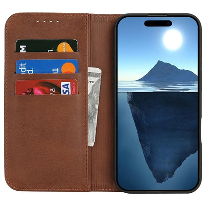 For iPhone 16 Plus Case PU Leather Calf Textured Magnetic Closing Smart Phone Cover