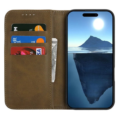 For iPhone 16 Plus Case PU Leather Calf Textured Magnetic Closing Smart Phone Cover