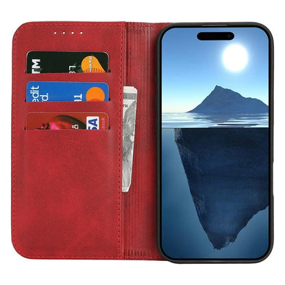 For iPhone 16 Plus Case PU Leather Calf Textured Magnetic Closing Smart Phone Cover