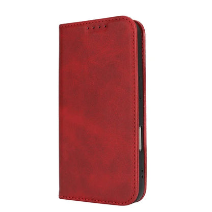 For iPhone 16 Plus Case PU Leather Calf Textured Magnetic Closing Smart Phone Cover