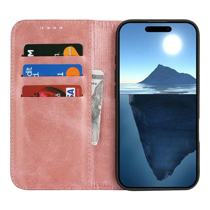 For iPhone 16 Plus Case PU Leather Calf Textured Magnetic Closing Smart Phone Cover