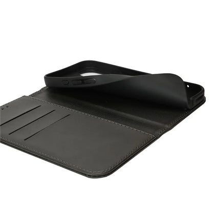 For iPhone 16 Case PU Leather Calf Textured Magnetic Closing Smart Phone Cover