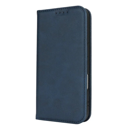 For iPhone 16 Case PU Leather Calf Textured Magnetic Closing Smart Phone Cover