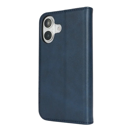For iPhone 16 Case PU Leather Calf Textured Magnetic Closing Smart Phone Cover
