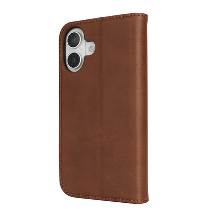 For iPhone 16 Case PU Leather Calf Textured Magnetic Closing Smart Phone Cover
