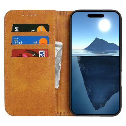 For iPhone 16 Case PU Leather Calf Textured Magnetic Closing Smart Phone Cover