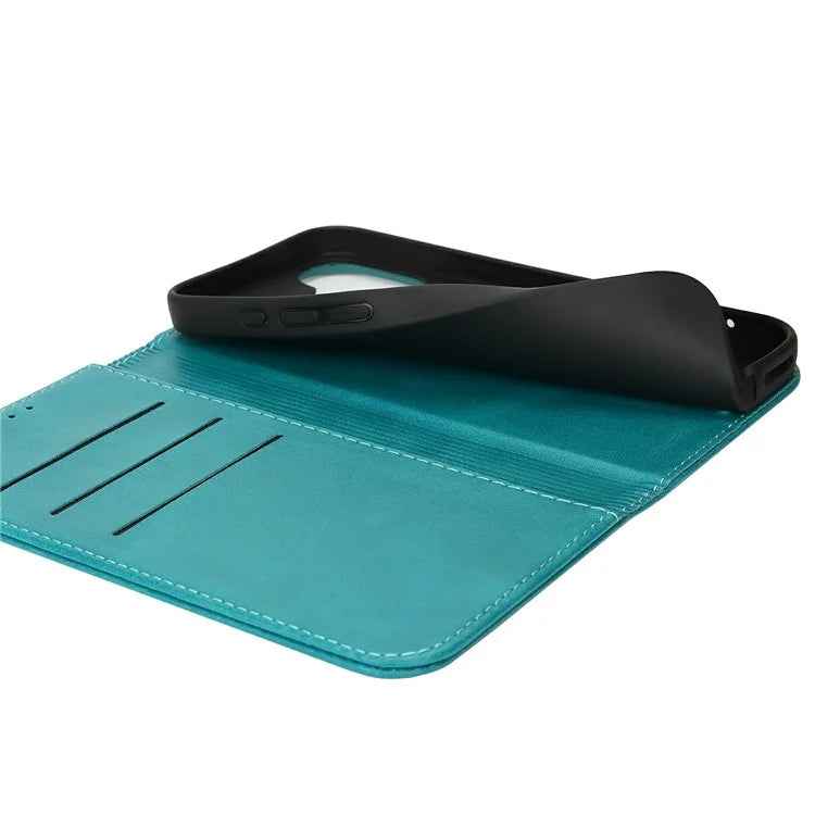 For iPhone 16 Case PU Leather Calf Textured Magnetic Closing Smart Phone Cover