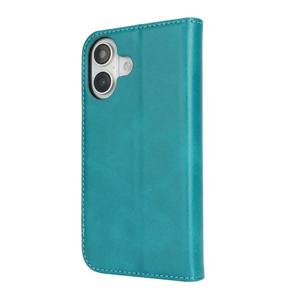 For iPhone 16 Case PU Leather Calf Textured Magnetic Closing Smart Phone Cover