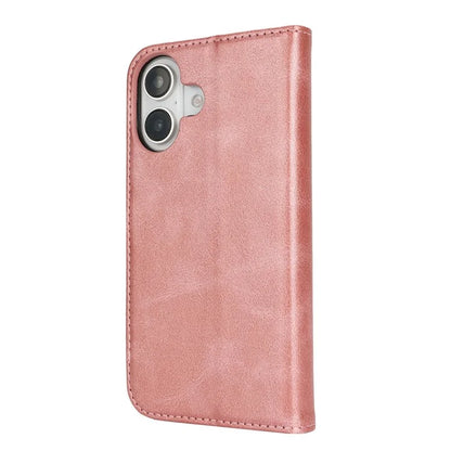 For iPhone 16 Case PU Leather Calf Textured Magnetic Closing Smart Phone Cover