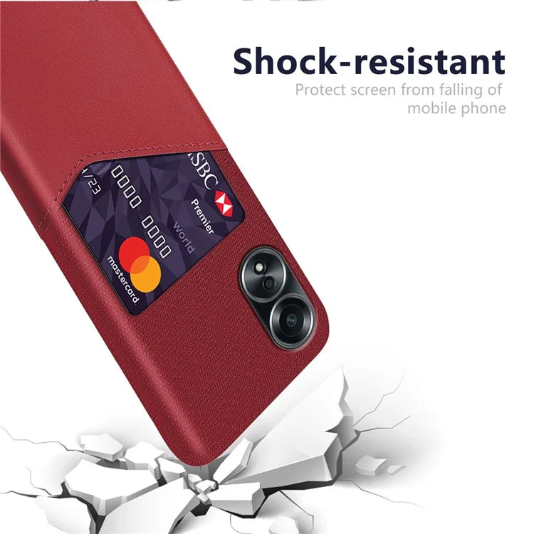 For Oppo A58 4G Case PU Leather Card Slot Cloth Texture Hard PC Phone Cover