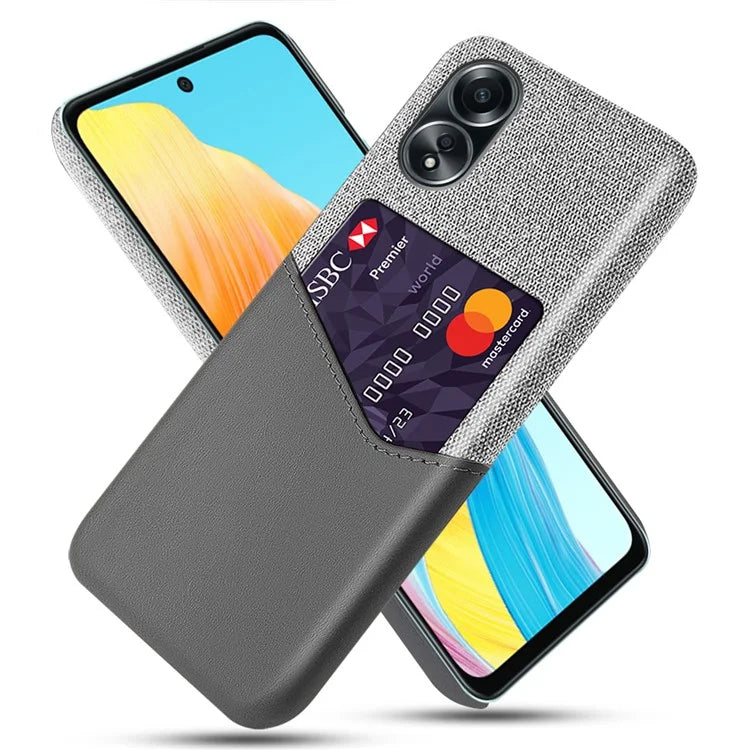 For Oppo A58 4G Case PU Leather Card Slot Cloth Texture Hard PC Phone Cover