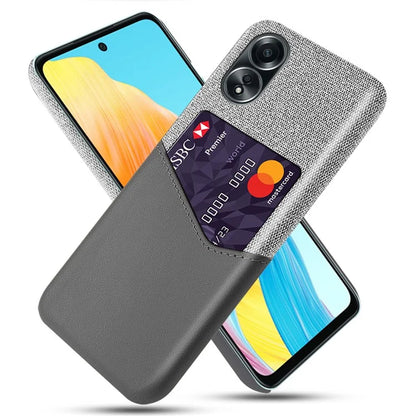 For Oppo A58 4G Case PU Leather Card Slot Cloth Texture Hard PC Phone Cover