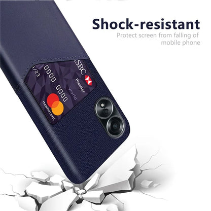 For Oppo A58 4G Case PU Leather Card Slot Cloth Texture Hard PC Phone Cover
