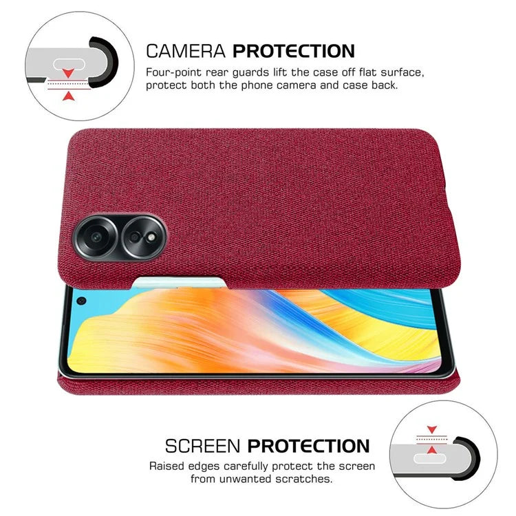 For Oppo A58 4G Case Cloth Texture Anti-Scratch Protective PC Phone Cover