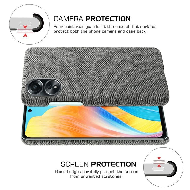 For Oppo A58 4G Case Cloth Texture Anti-Scratch Protective PC Phone Cover