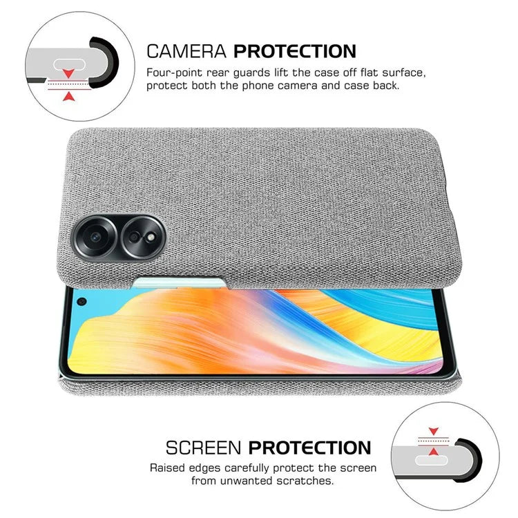 For Oppo A58 4G Case Cloth Texture Anti-Scratch Protective PC Phone Cover