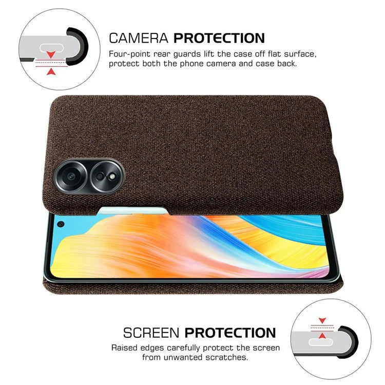 For Oppo A58 4G Case Cloth Texture Anti-Scratch Protective PC Phone Cover