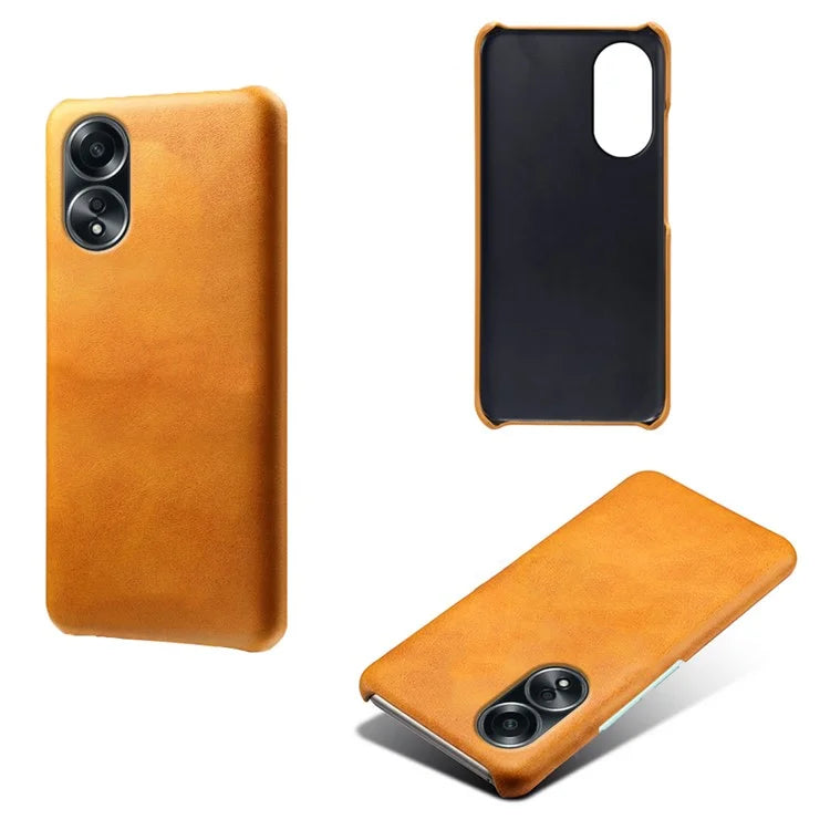 For Oppo A58 4G Case Calf Texture PU Leather Hard PC Protective Phone Cover