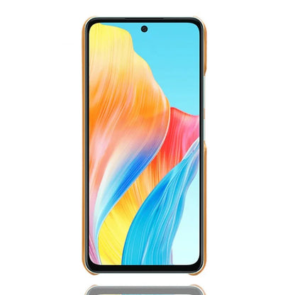 For Oppo A58 4G Case Calf Texture PU Leather Hard PC Protective Phone Cover