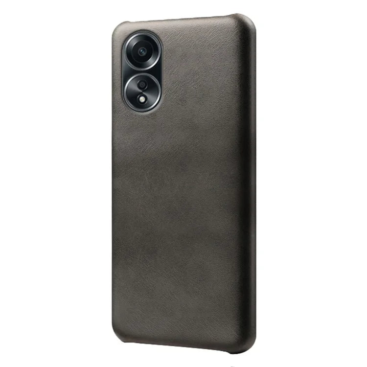 For Oppo A58 4G Case Calf Texture PU Leather Hard PC Protective Phone Cover