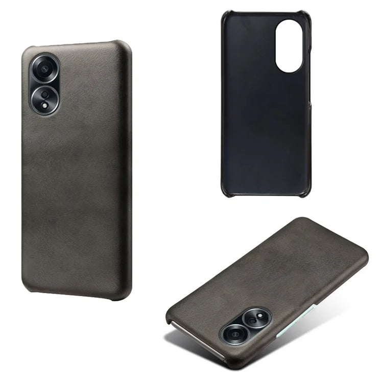For Oppo A58 4G Case Calf Texture PU Leather Hard PC Protective Phone Cover