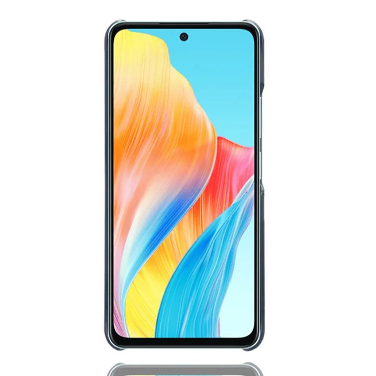 For Oppo A58 4G Case Calf Texture PU Leather Hard PC Protective Phone Cover