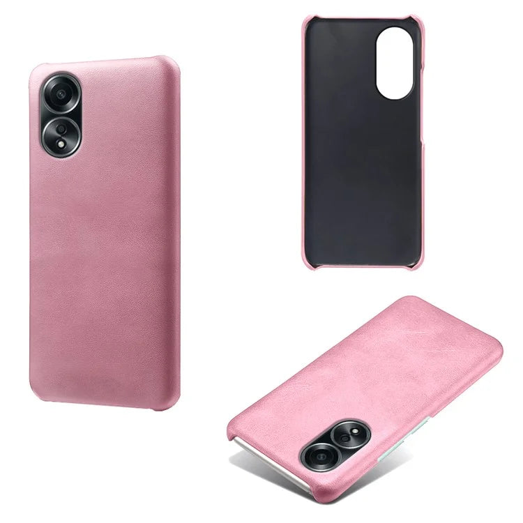 For Oppo A58 4G Case Calf Texture PU Leather Hard PC Protective Phone Cover