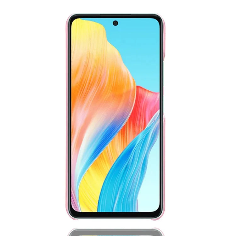 For Oppo A58 4G Case Calf Texture PU Leather Hard PC Protective Phone Cover