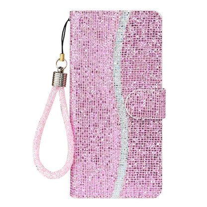 For iPhone 16 Plus Case PU Leather Wallet Card Slots Glitter Phone Cover