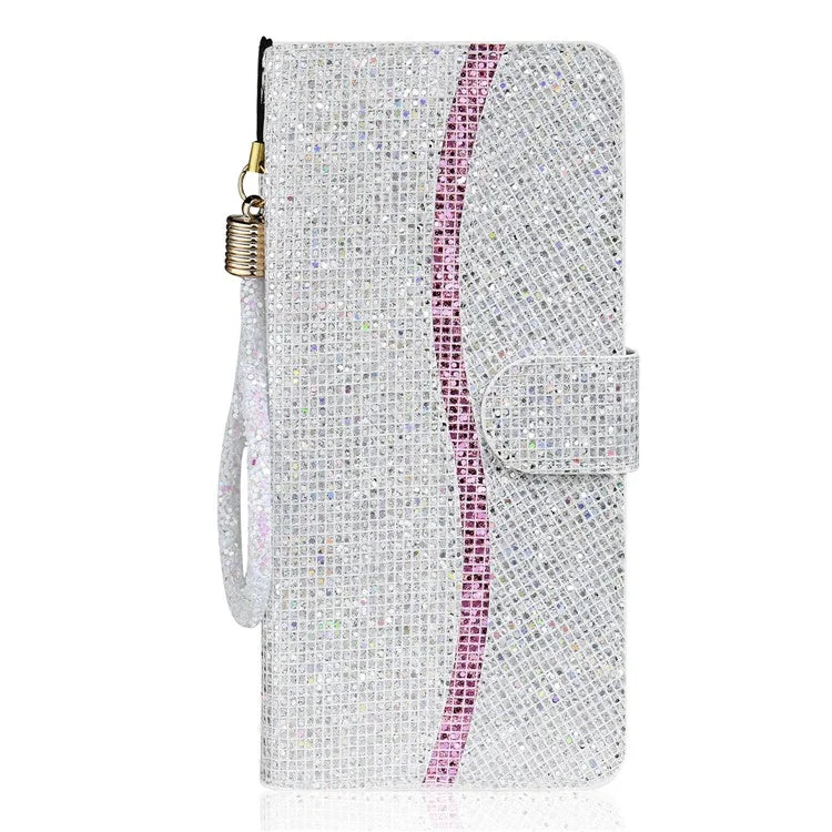 For iPhone 16 Plus Case PU Leather Wallet Card Slots Glitter Phone Cover