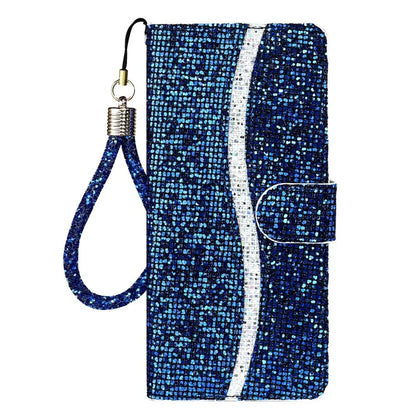 For iPhone 16 Case PU Leather Wallet Card Slots Glitter Phone Cover