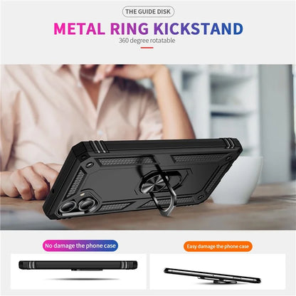 For Samsung Galaxy A06 Case PC+TPU Phone Cover with Rotary Ring Kickstand