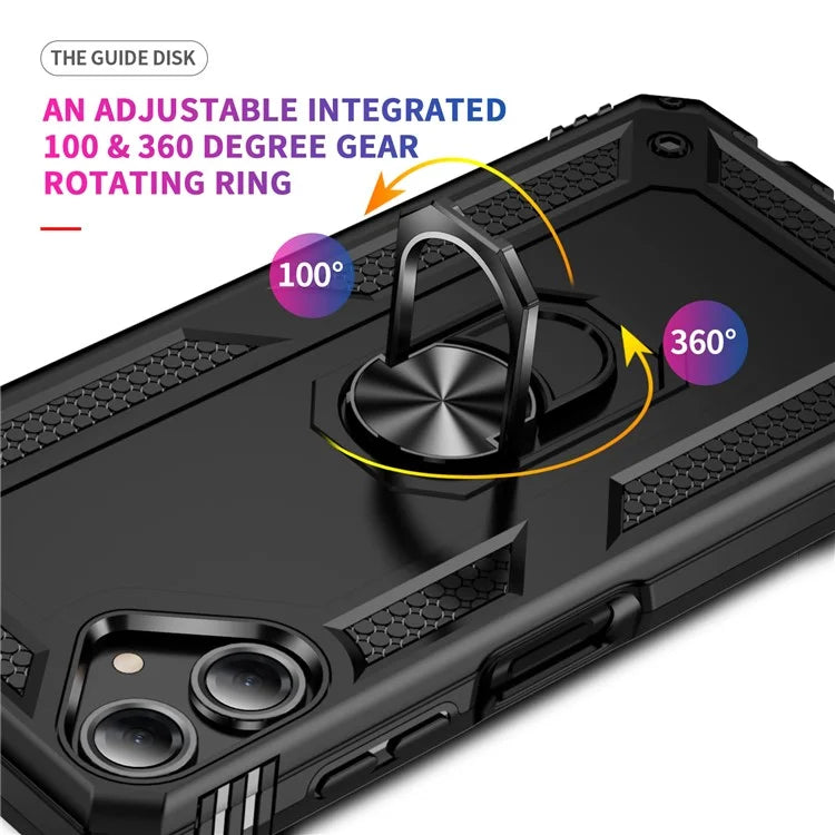 For Samsung Galaxy A06 Case PC+TPU Phone Cover with Rotary Ring Kickstand