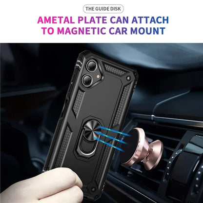 For Samsung Galaxy A06 Case PC+TPU Phone Cover with Rotary Ring Kickstand