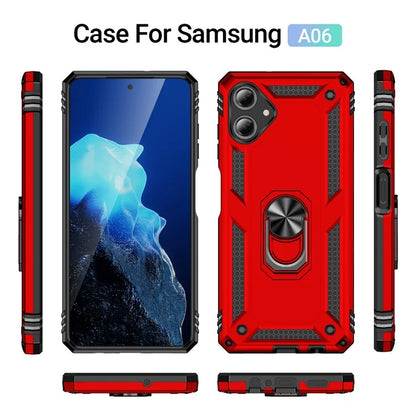 For Samsung Galaxy A06 Case PC+TPU Phone Cover with Rotary Ring Kickstand