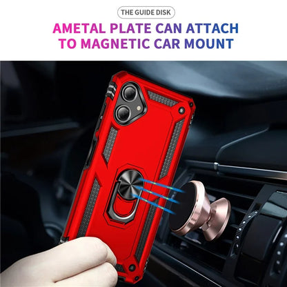 For Samsung Galaxy A06 Case PC+TPU Phone Cover with Rotary Ring Kickstand