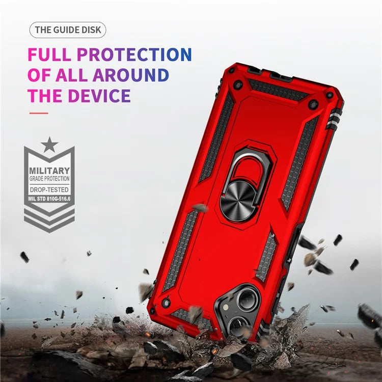 For Samsung Galaxy A06 Case PC+TPU Phone Cover with Rotary Ring Kickstand