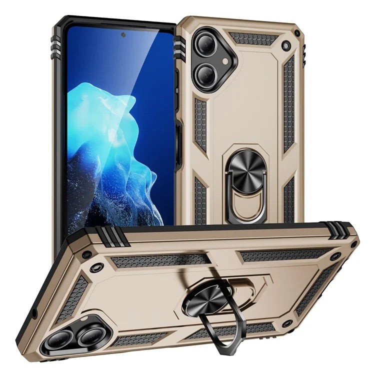 For Samsung Galaxy A06 Case PC+TPU Phone Cover with Rotary Ring Kickstand